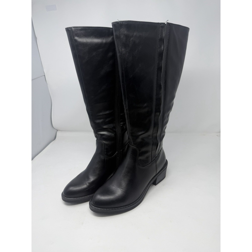 Jeossy Milan Women's Black Knee High Riding Boots Size 7 Side Zip‎ Style DJY9661
